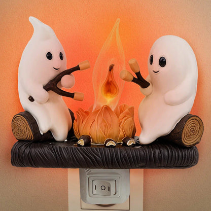 Spooky Campfire Ghost Night Light - Charming Halloween decoration with glowing bonfire and playful ghosts