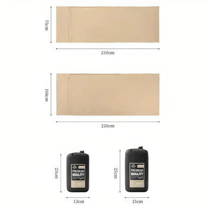 Premium cotton sleeping bag liner for comfortable and hygienic outdoor adventures and travel