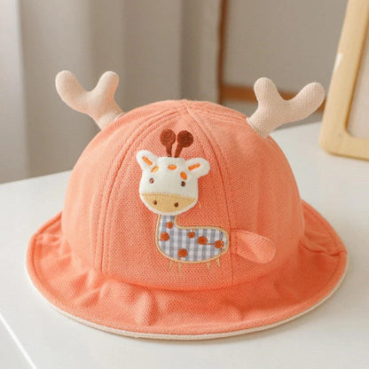 Adorable cartoon animal-themed baby sun hat with ears, providing sun protection and style for infants and toddlers