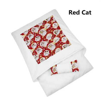 Cozy Cat Sleeping Bag Mat in various colors and sizes, providing a plush and comfortable sleeping surface for cats.