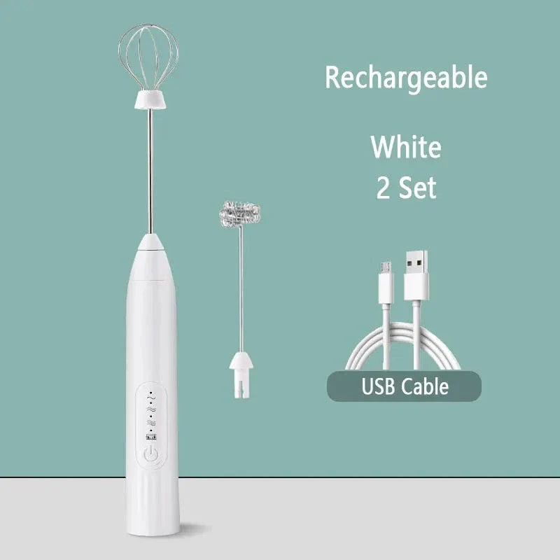 Premium cordless electric milk frother with stainless steel and plastic construction, designed for easy frothing and convenient use.