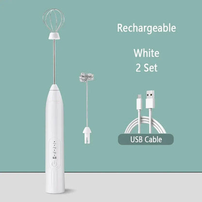 Premium cordless electric milk frother with stainless steel and plastic construction, designed for easy frothing and convenient use.