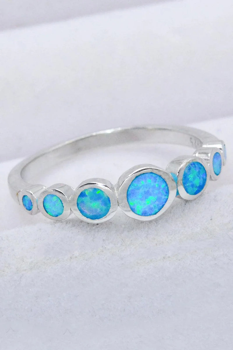 Hhomeenjoy Elegant Sterling Silver Opal Ring with Minimalist Design