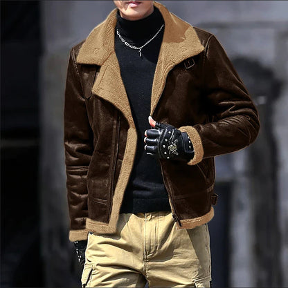 A premium suede men's winter coat with a fleece lining, available in multiple colors and sizes for a tailored, stylish fit.