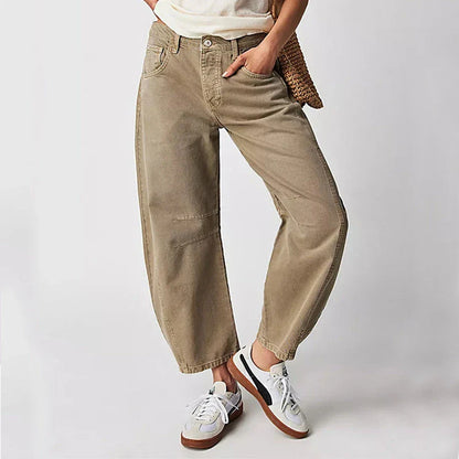 Trendha wide-leg summer pants in light blue, white, and black colors with a relaxed, stylish design