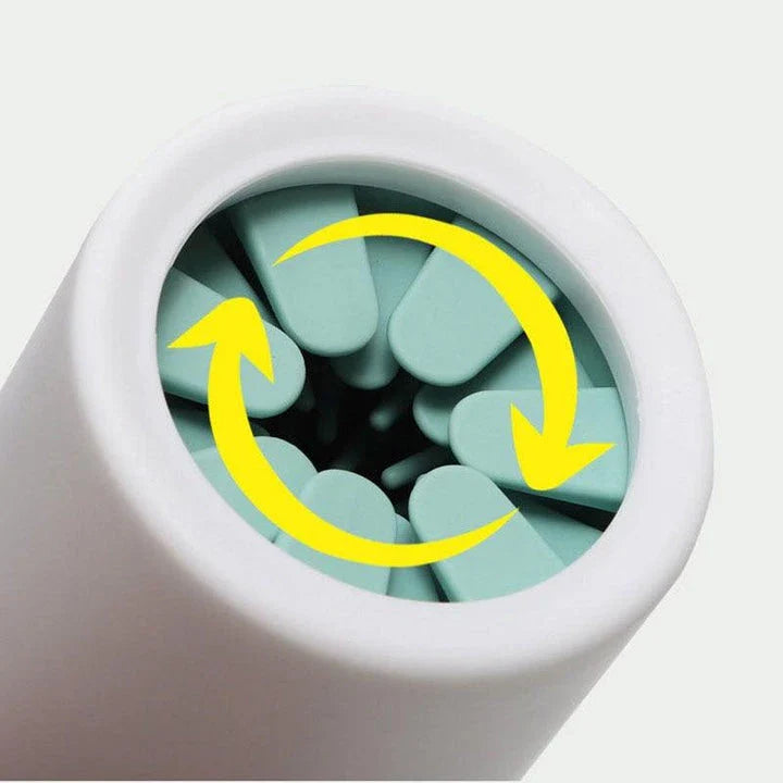 Silicone pet paw cleaner with soft bristles for gentle scrubbing and ergonomic design for easy handling