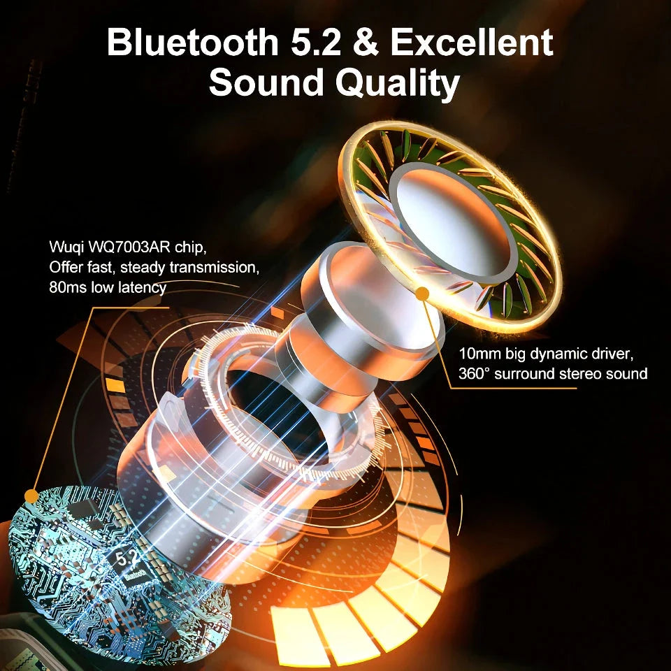 Sleek and comfortable HT07 hybrid noise-cancelling wireless earbuds with advanced features for an immersive audio experience