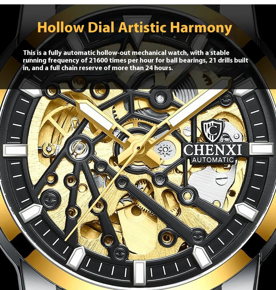 Trendha Automatic Mechanical Watch with Waterproof and Luminous Design in Various Color Options