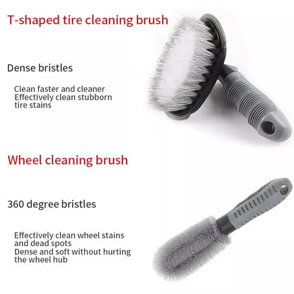 Effortless tire cleaning solution with Car Wheel Brush's unique L-shaped design, anti-slip handle, and convenient storage for a pristine car appearance.