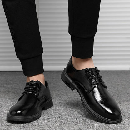 Men's waterproof, breathable, versatile black business casual shoes with durable rubber sole and comfortable PU insole