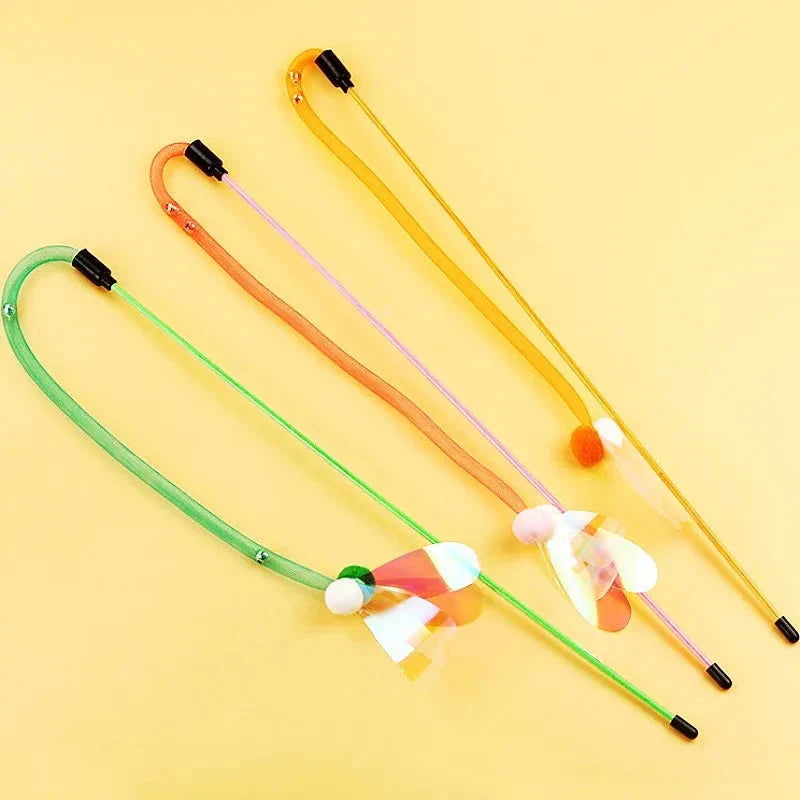 Interactive cat toy with butterfly, bell, and wool ball design for engaging playtime