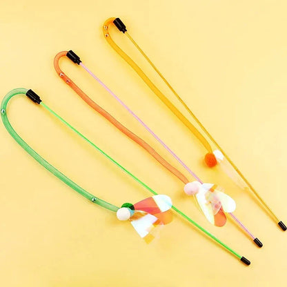 Interactive cat toy with butterfly, bell, and wool ball design for engaging playtime