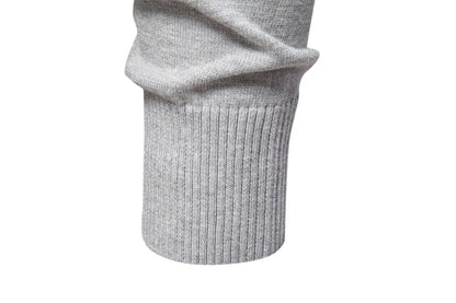 Cozy autumn and winter half-zip sweater in green, dark blue, khaki, and light gray colors