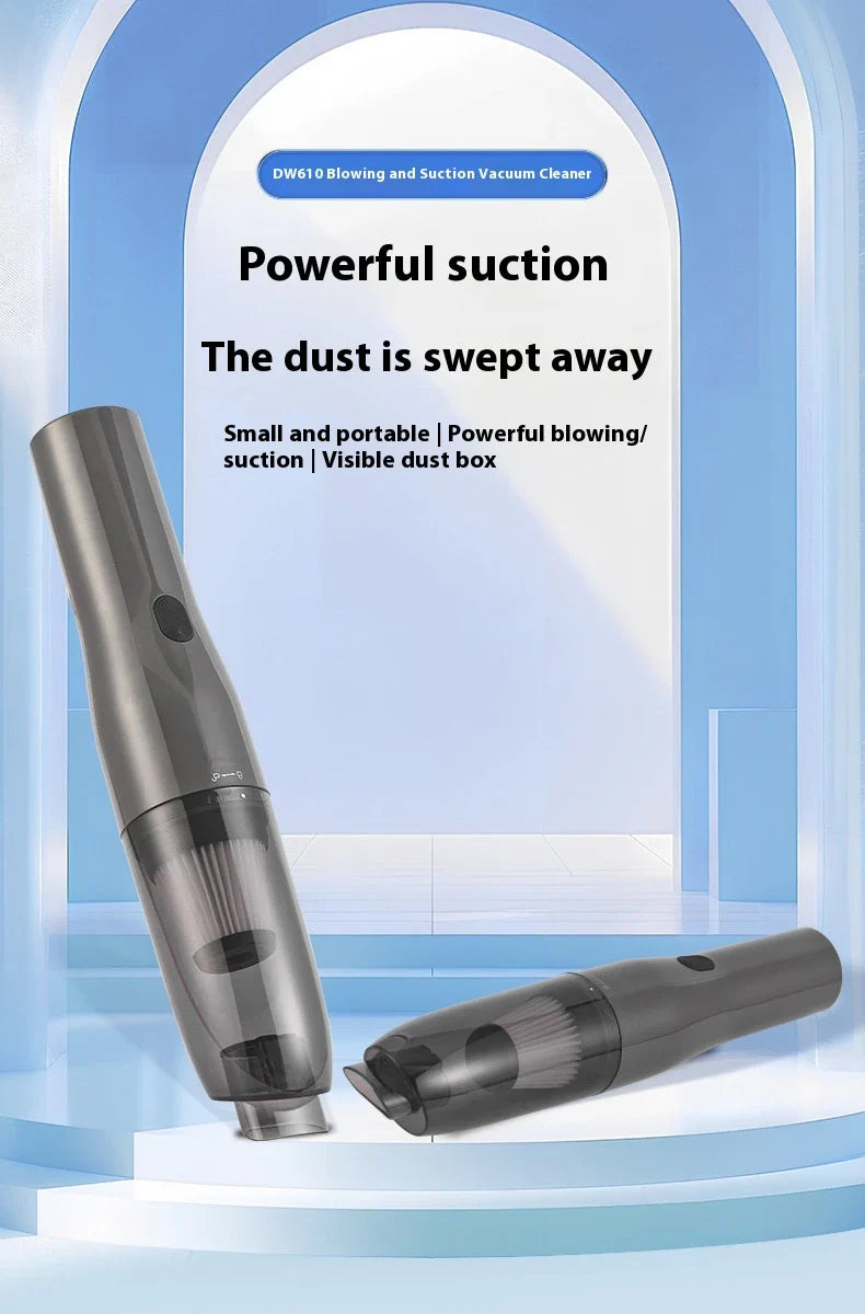 Cordless vacuum cleaner with wireless charging capabilities, powerful suction, and versatile blower function for cleaning home and car