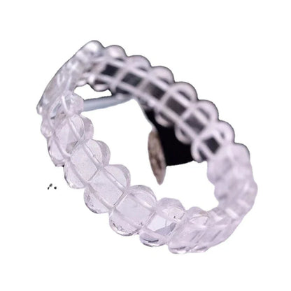 Natural white crystal single loop bracelet with a geometric pattern, providing radiation protection and elegant style