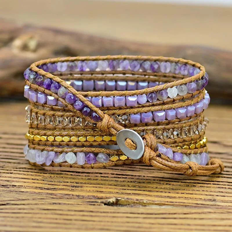 Geometric Bead Hand Woven Watch Strap with premium crystal beads and adjustable design for a comfortable fit