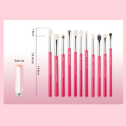 15-Piece Professional Makeup Brush Set with Premium Synthetic and Natural Fibers in Rose-Carmin Color