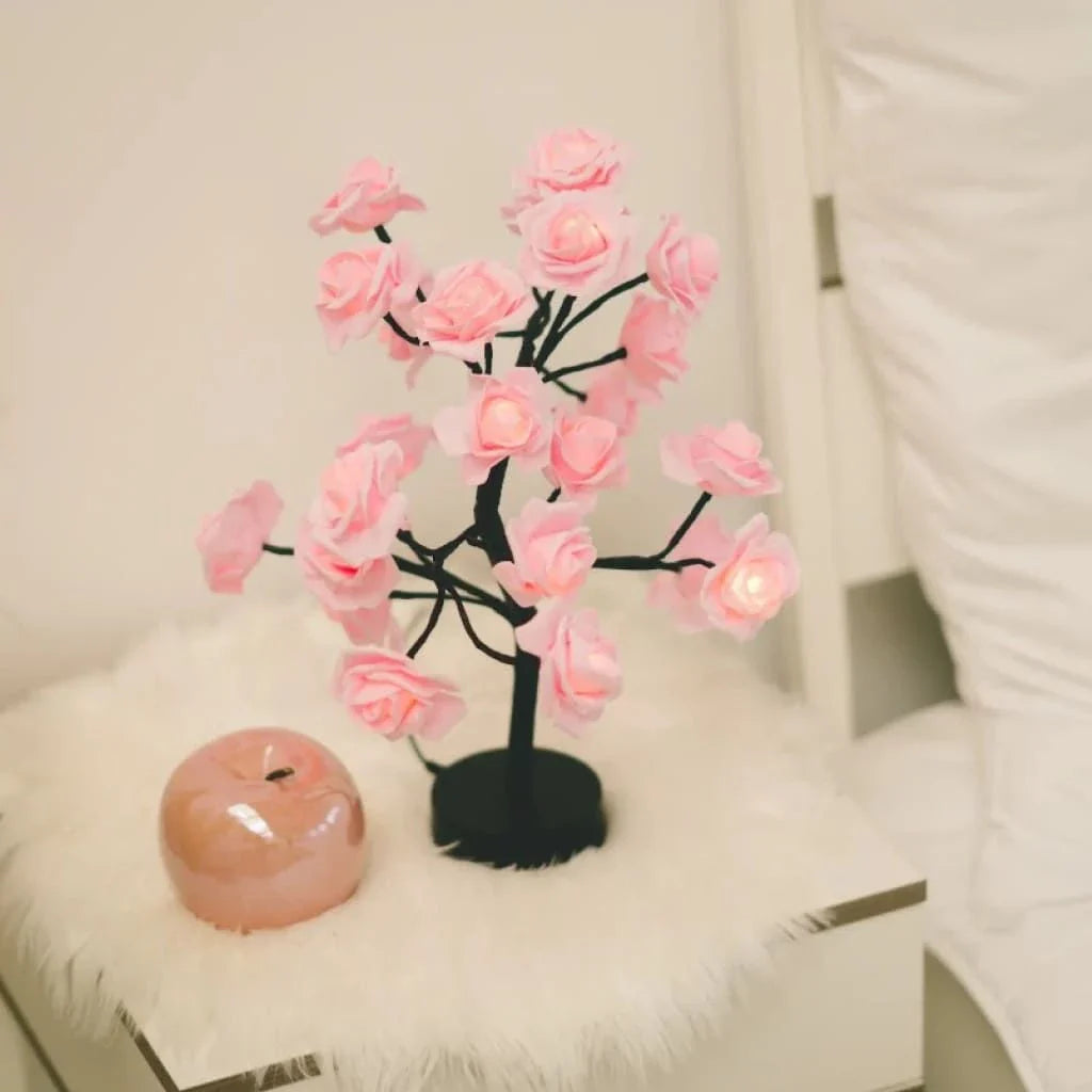 Enchanting LED Rose Flower Lamp with Customizable Branches and Lighting Colors
