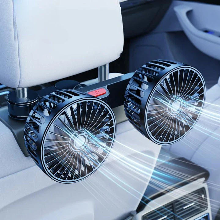 Adjustable Dual-Head Car Seat Cooling Fan with Powerful Airflow and Flexible Placement