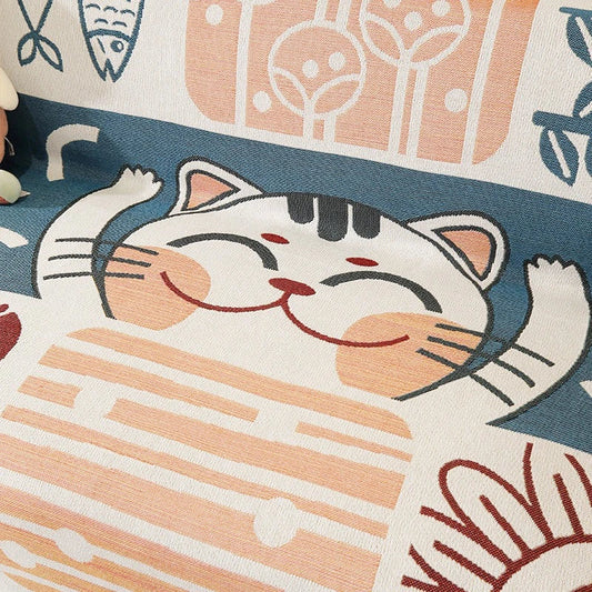 Charming cat-patterned sofa covers in a variety of sizes, adding Nordic-inspired style and comfort to living rooms.