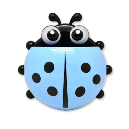 Colorful ladybug-shaped toothbrush holder with suction cup for easy wall mounting and organized storage