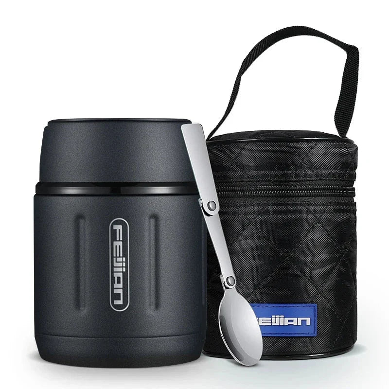 500ml Insulated Stainless Steel Meal Jar with Foldable Spoon, Perfect for Hot or Cold Meals on the Go