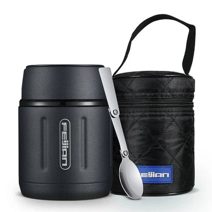 500ml Insulated Stainless Steel Meal Jar with Foldable Spoon, Perfect for Hot or Cold Meals on the Go