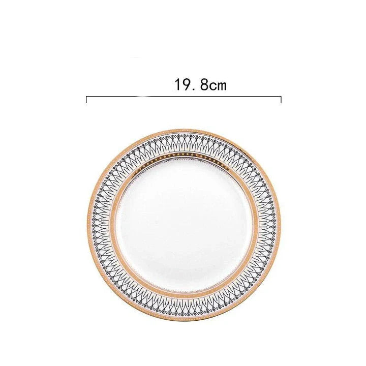 Elegant white marble-inspired ceramic plate with a sophisticated and timeless design