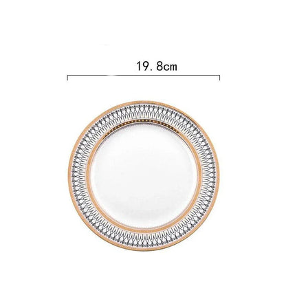 Elegant white marble-inspired ceramic plate with a sophisticated and timeless design