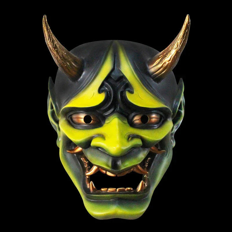 Handcrafted resin devil mask in vibrant colors for Halloween, prom, and special events