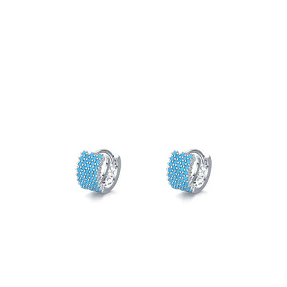 Pair of elegant silver hoop earrings with a micro-insert design, perfect for adding a touch of sophistication to any outfit.
