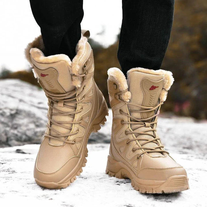 Durable and comfortable men's winter boots with breathable mesh uppers and sturdy rubber soles for reliable traction and support in snowy and icy conditions.
