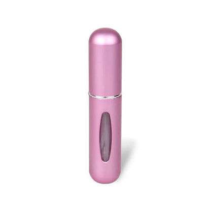 Compact and stylish portable perfume atomizer in various matte colors, including gold, black, and green