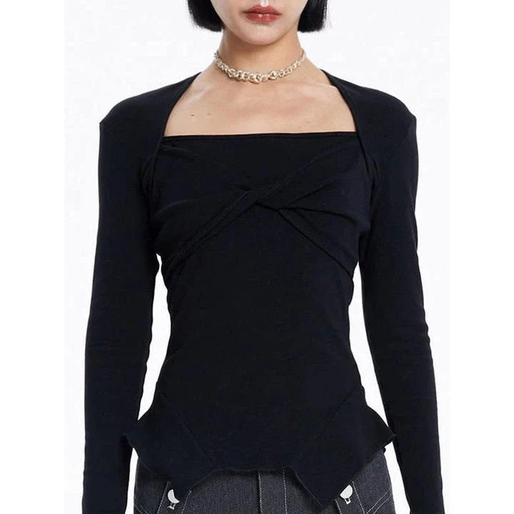 Stylish square collar flared sleeve knit sweater for modern women in a variety of sizes