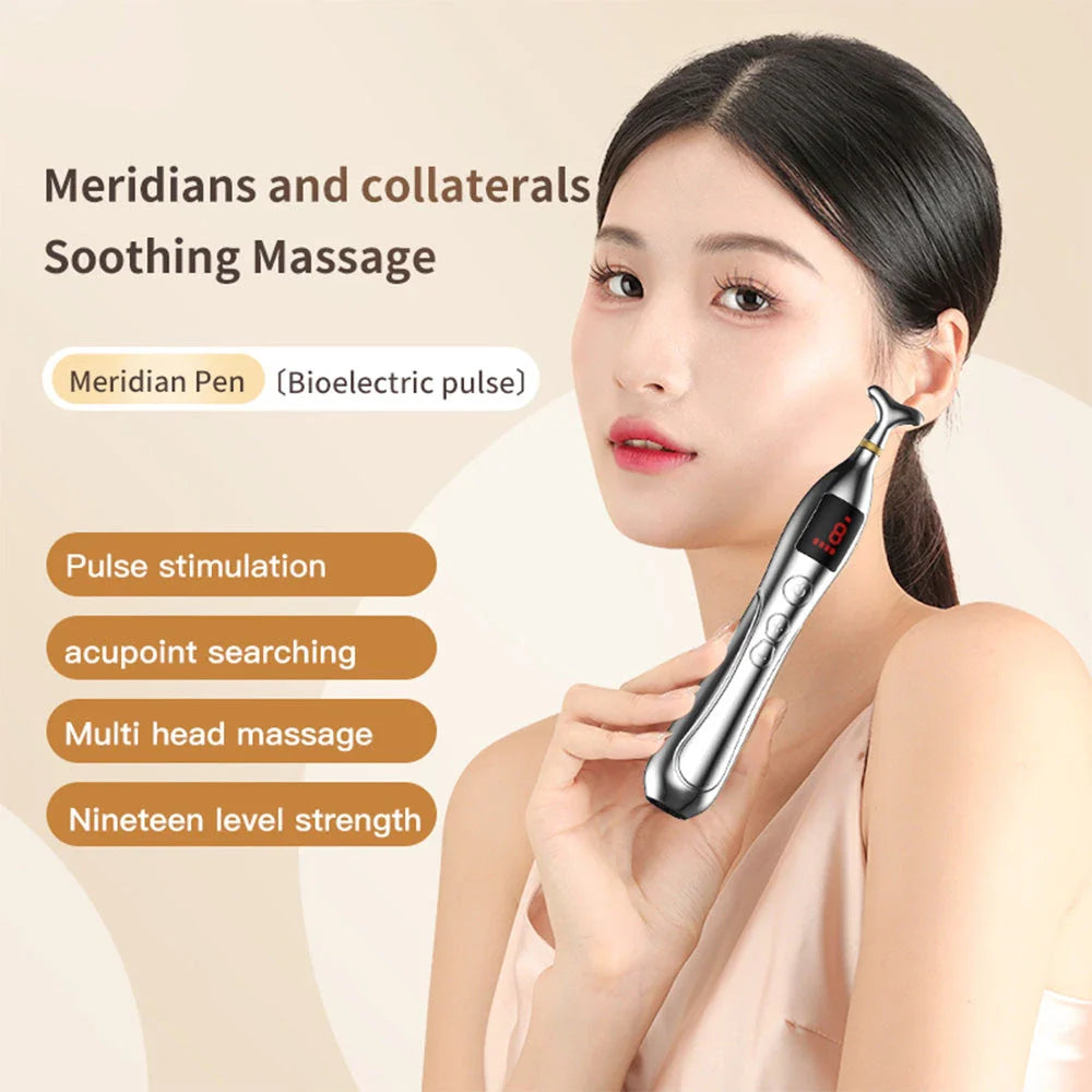 Electronic Acupuncture Massage Pen with adjustable intensity levels and multiple massage modes for targeted pain relief and muscle relaxation