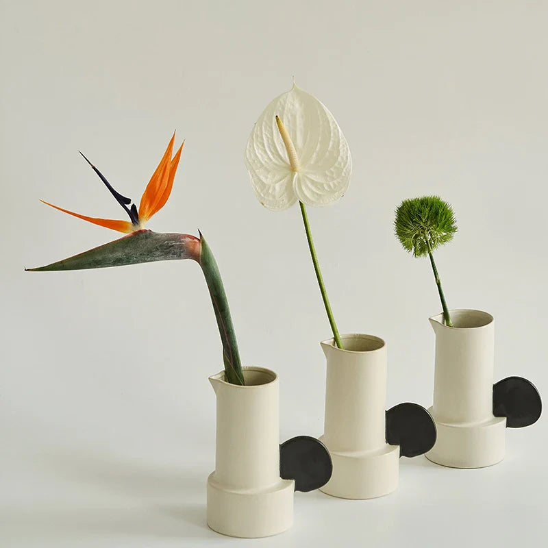 Trendha Ceramic Vase with Misty Moon Finish - Handcrafted Home Decor Accent Piece