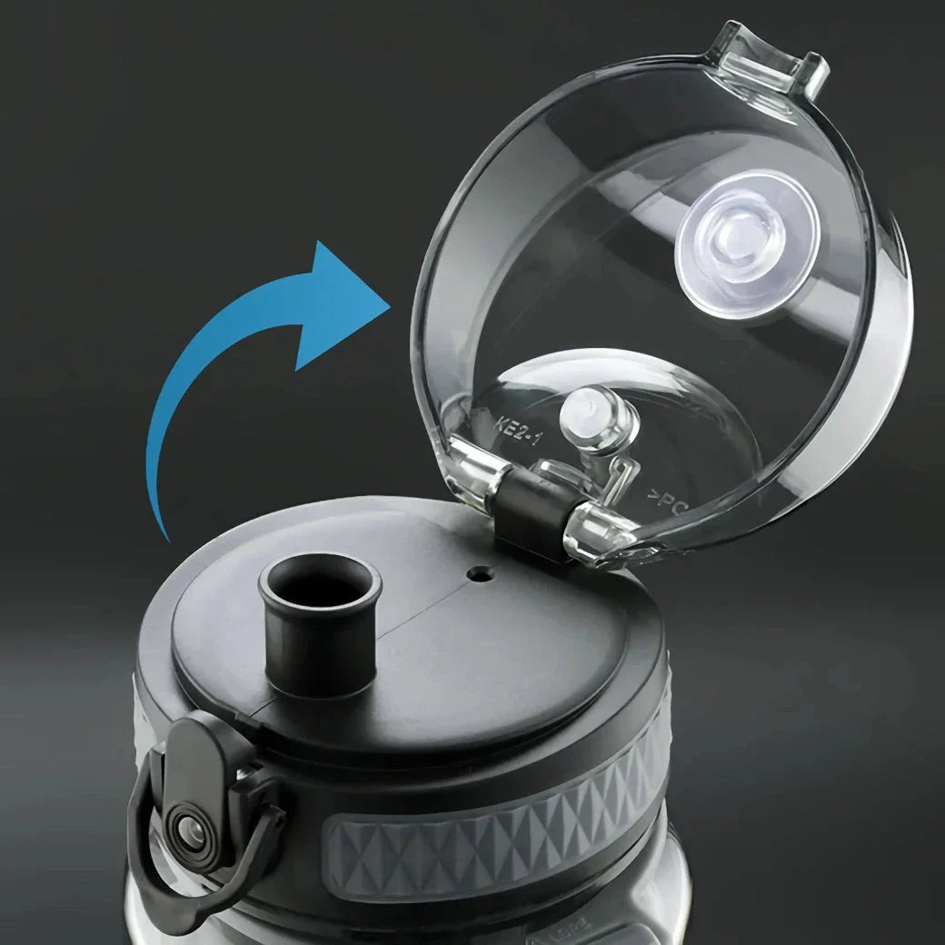 Portable sports water bottle with wide mouth, tea infuser, and leak-proof design for active lifestyles