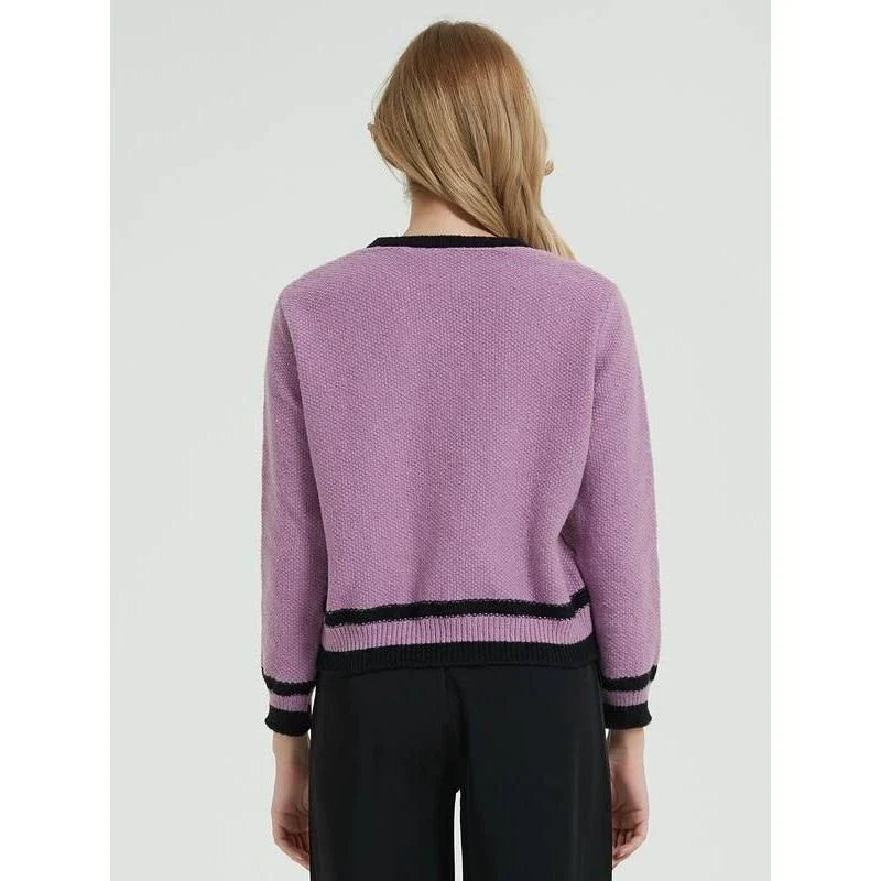 Cozy and Fashionable Purple Knit Cardigan for Women - Warm, Comfortable, and Stylish Outerwear