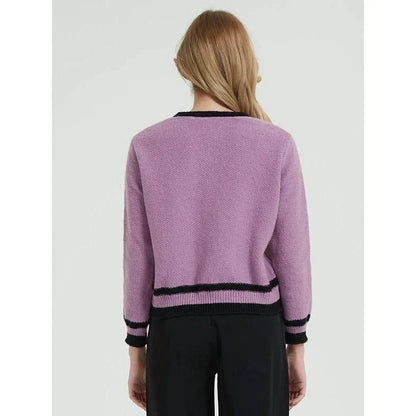 Cozy and Fashionable Purple Knit Cardigan for Women - Warm, Comfortable, and Stylish Outerwear