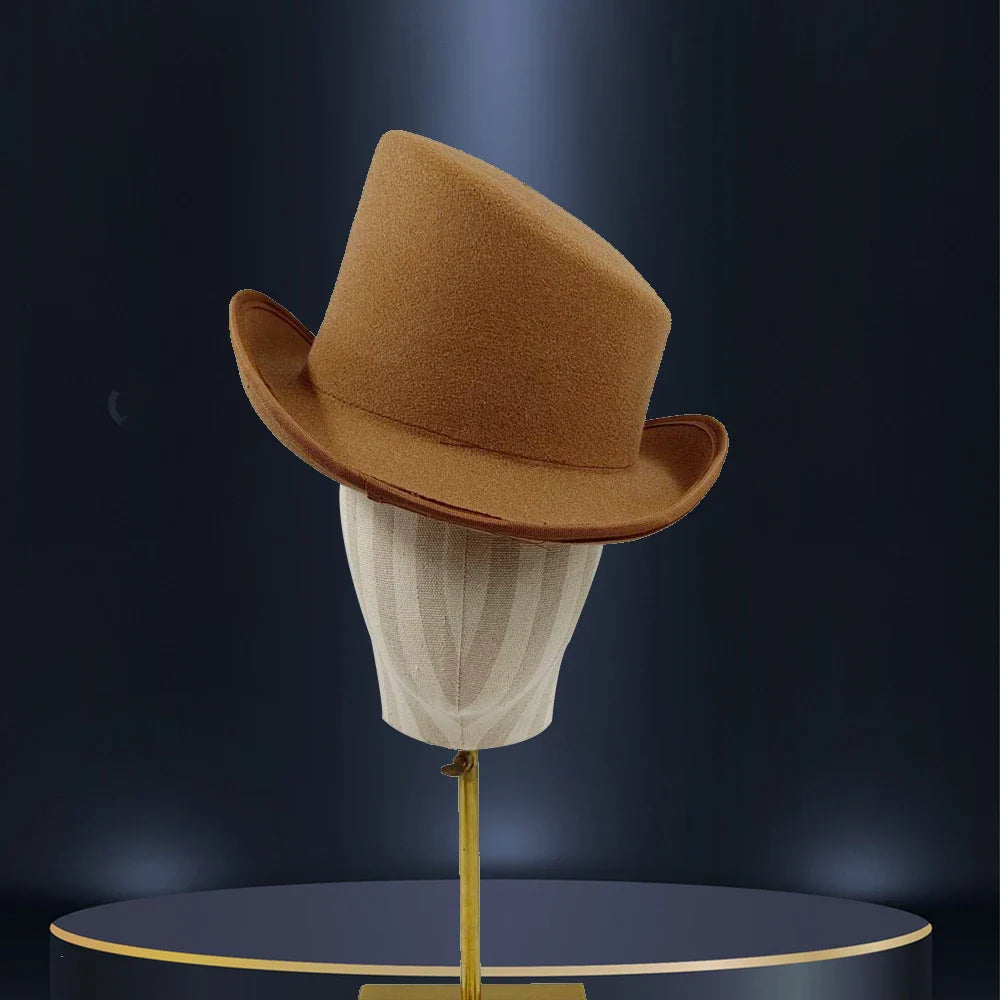 Soft, wool flat top roll brim hat in a variety of colors for men, perfect for autumn and winter wear