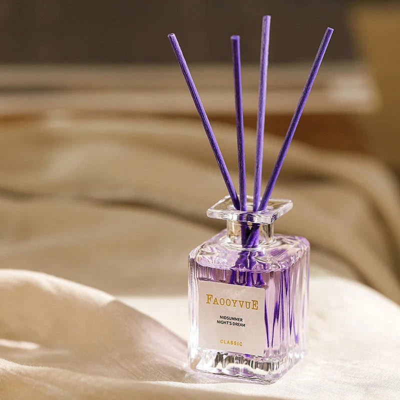 Romantic Manor Perfume Reed Diffuser Set with elegant glass bottle and wooden reeds, delivering a long-lasting, soothing fragrance to enhance your home's ambiance.