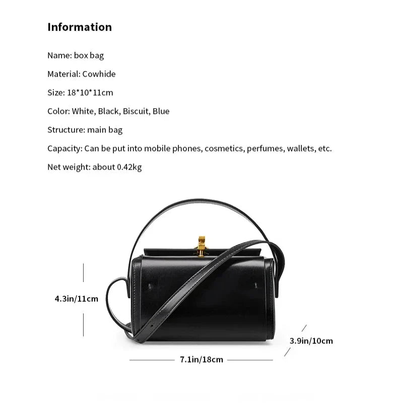 Luxury Genuine Leather Small Square Shoulder Bag in Black, Milk Apricot, Gray Blue, and Beige colors