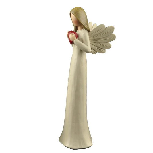 Elegant Guardian Angel Home Decor Accent made of premium synthetic resin, featuring an intricate angel design for a serene and tranquil presence.