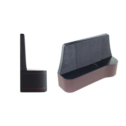 Multifunctional Car Seat Organizer with dedicated slots for phones, chargers, drinks, and cards, featuring a stylish polyurethane leather design.