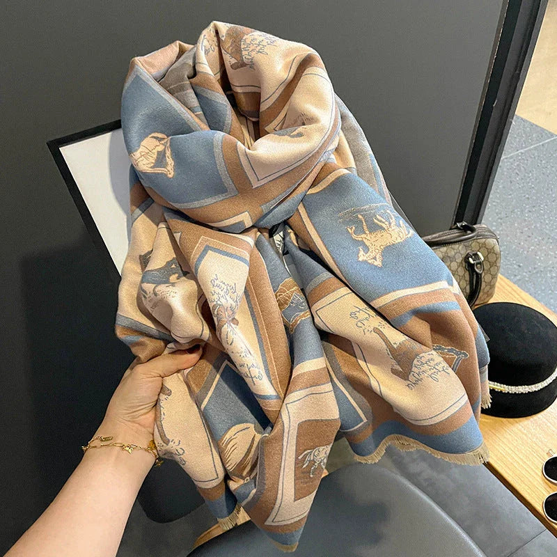 Elegant cashmere-blend scarf in a variety of colors, featuring a versatile design for warmth and cooling