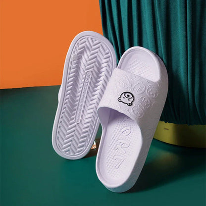 Cozy bear-themed slippers with thick, non-slip soles for indoor wear