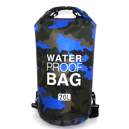 Rugged waterproof backpack made of durable ripstop polyester, perfect for outdoor adventures like hiking, camping, and beach trips.