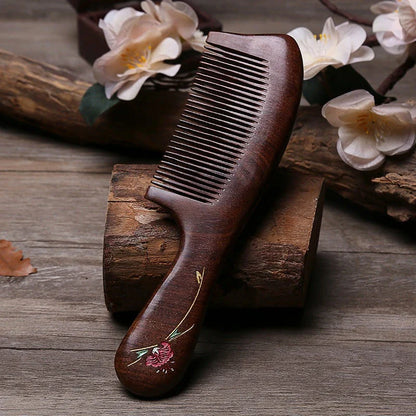 Natural Sandalwood Hair Comb with Ergonomic Design for Frizz Control and Healthy Hair