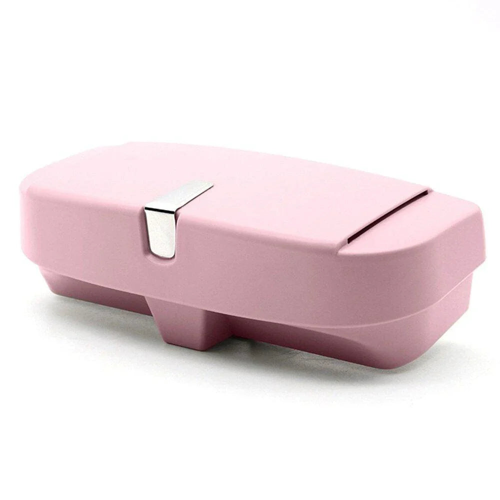 Magnetic car sunglasses holder with secure storage for cards and coins, shockproof sponge lining to protect sunglasses
