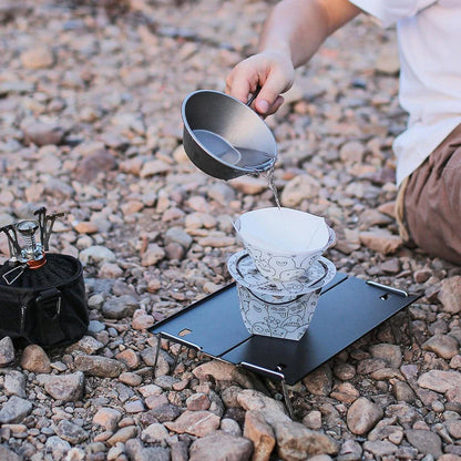Versatile outdoor dining set with foldable bowl, cup, plate, and coffee drip filter made of durable, heat-resistant polypropylene material